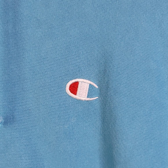 Champion Reverse Weave Y2K Light Blue Spell Out Hoodie Hooded Sweatshirt Men's M - Picture 4 of 16